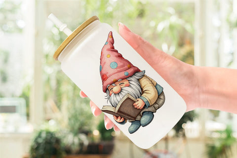 Glass Can Patchwork Gnomes Sublimation artnoy 