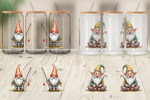 Glass Can Patchwork Gnomes Sublimation artnoy 