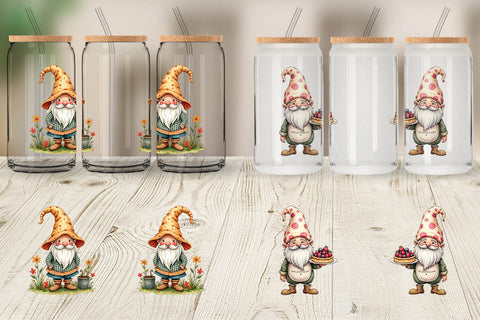 Glass Can Patchwork Gnomes Sublimation artnoy 