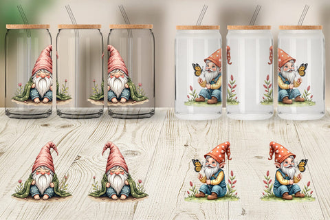 Glass Can Patchwork Gnomes Sublimation artnoy 