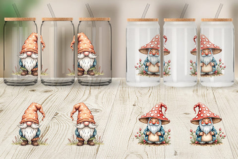 Glass Can Patchwork Gnomes Sublimation artnoy 