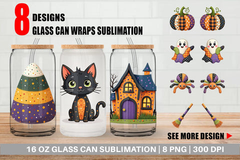 Glass Can Patchwork Halloween Cuties Sublimation artnoy 