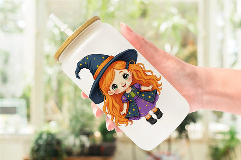Glass Can Patchwork Halloween Friends Sublimation artnoy 