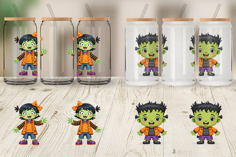 Glass Can Patchwork Halloween Friends Sublimation artnoy 
