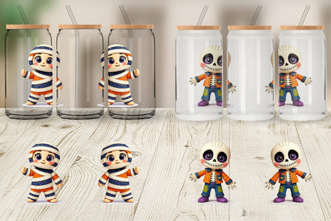 Glass Can Patchwork Halloween Friends Sublimation artnoy 