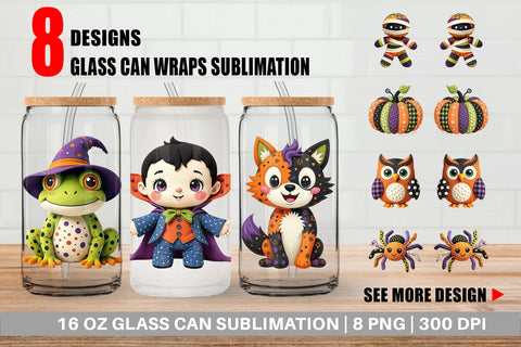 Glass Can Patchwork Halloween Plushies Sublimation artnoy 