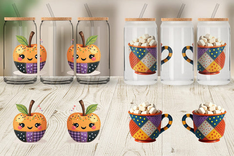 Glass Can Patchwork Halloween Treats Sublimation artnoy 