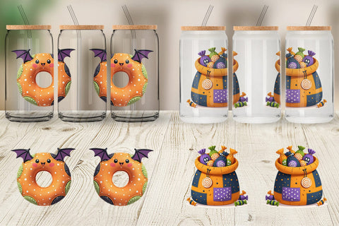 Glass Can Patchwork Halloween Treats Sublimation artnoy 