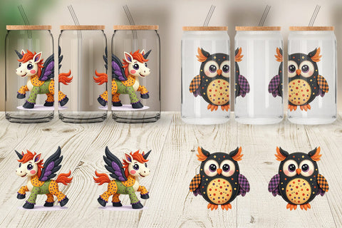 Glass Can Patchwork Magical Creatures Sublimation artnoy 