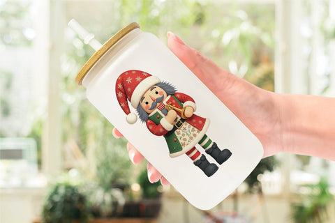 Glass Can Patchwork Nutcracker Sublimation artnoy 