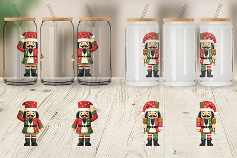 Glass Can Patchwork Nutcracker Sublimation artnoy 