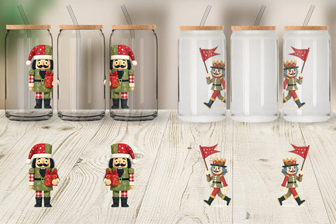 Glass Can Patchwork Nutcracker Sublimation artnoy 