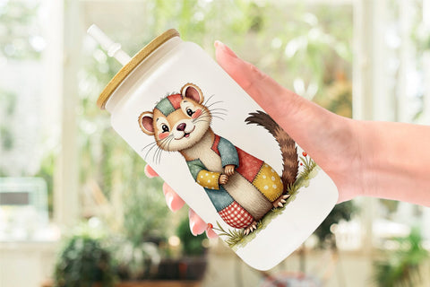Glass Can Patchwork Pet Pals Sublimation artnoy 