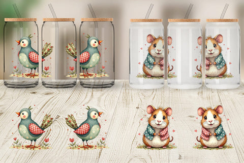 Glass Can Patchwork Pet Pals Sublimation artnoy 