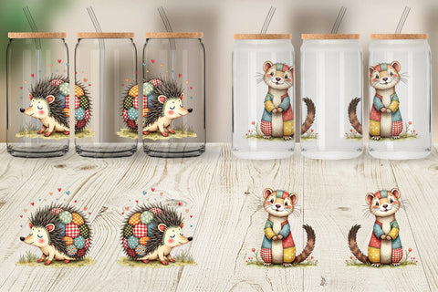 Glass Can Patchwork Pet Pals Sublimation artnoy 