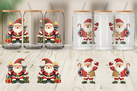 Glass Can Patchwork Santa Sublimation artnoy 