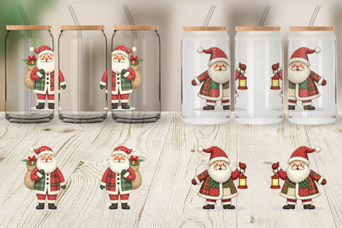 Glass Can Patchwork Santa Sublimation artnoy 