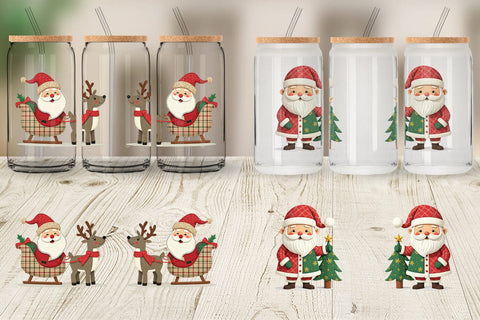 Glass Can Patchwork Santa Sublimation artnoy 