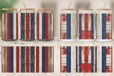 Glass Can Patriot Day Wood Texture Sublimation artnoy 