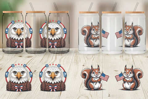 Glass Can Patriotic Animal Sublimation artnoy 