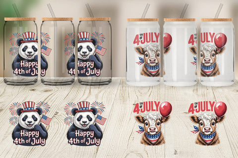 Glass Can Patriotic Animal Sublimation artnoy 