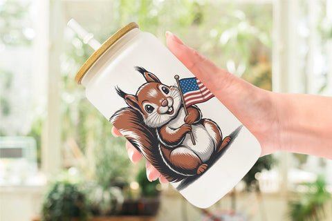 Glass Can Patriotic Animal Sublimation artnoy 
