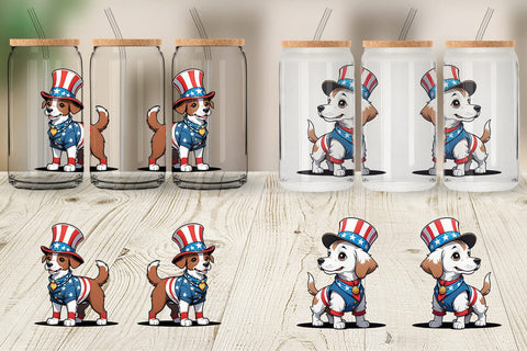 Glass Can Patriotic Dog Sublimation artnoy 