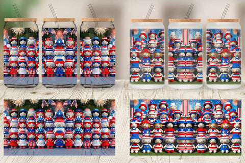Glass Can Patriotic Dolls Crochet Sublimation artnoy 
