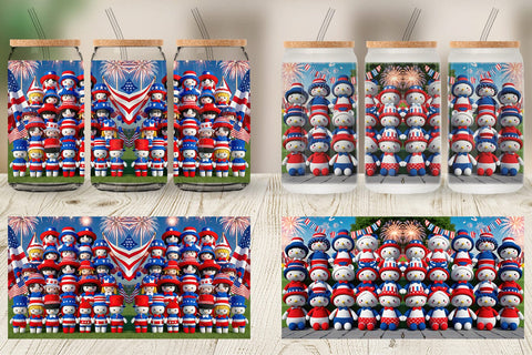 Glass Can Patriotic Dolls Crochet Sublimation artnoy 