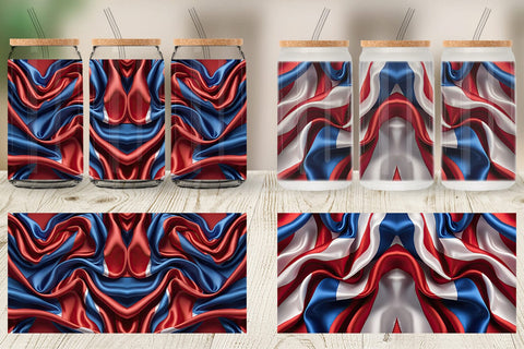 Glass Can Patriotic Silk Satin Sublimation artnoy 
