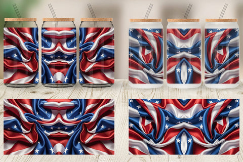 Glass Can Patriotic Silk Satin Sublimation artnoy 