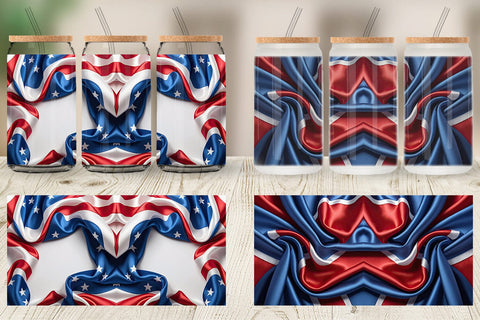 Glass Can Patriotic Silk Satin Sublimation artnoy 