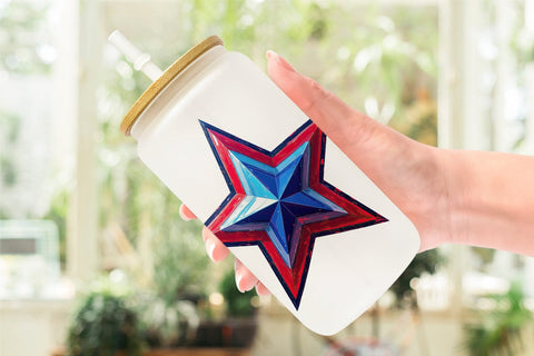 Glass Can Patriotic Stars Sublimation artnoy 