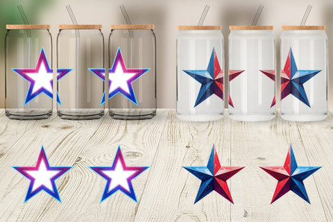 Glass Can Patriotic Stars Sublimation artnoy 