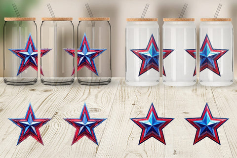 Glass Can Patriotic Stars Sublimation artnoy 