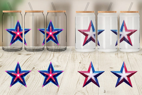 Glass Can Patriotic Stars Sublimation artnoy 