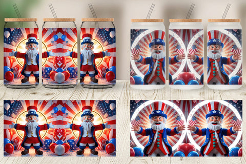Glass Can Patriotic Uncle Sam Crochet Sublimation artnoy 