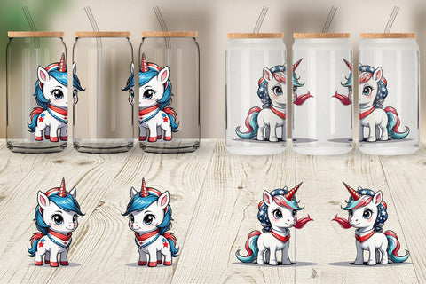 Glass Can Patriotic Unicorn Sublimation artnoy 