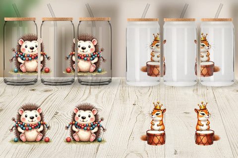 Glass Can Paw-di Gras Puppy & Kitten Carnival Watercolor Sublimation artnoy 