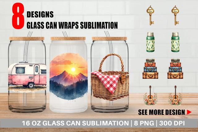 Glass Can Peace Love Vanlife Sublimation artnoy 