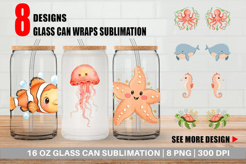 Glass Can Peach Fuzz Friends Sublimation artnoy 