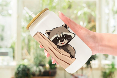 Glass Can Peeking Raccoon Sublimation artnoy 