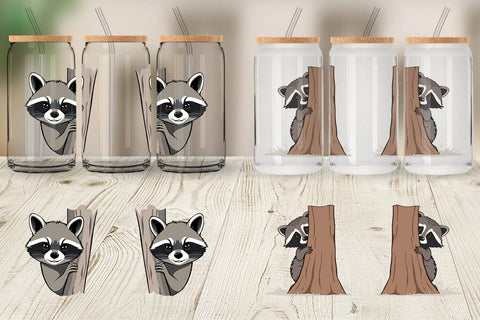 Glass Can Peeking Raccoon Sublimation artnoy 