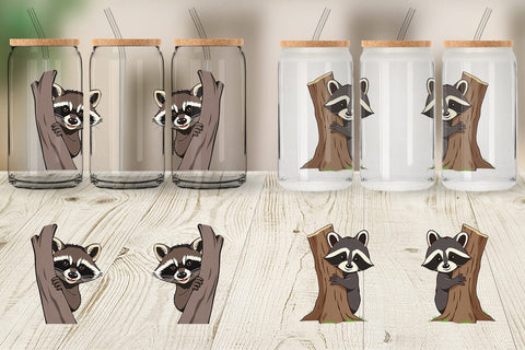 Glass Can Peeking Raccoon Sublimation artnoy 