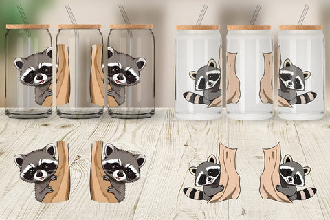 Glass Can Peeking Raccoon Sublimation artnoy 