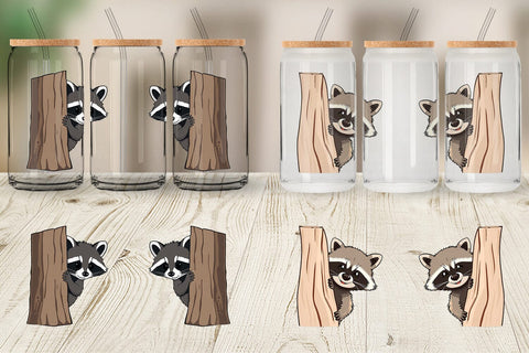 Glass Can Peeking Raccoon Sublimation artnoy 