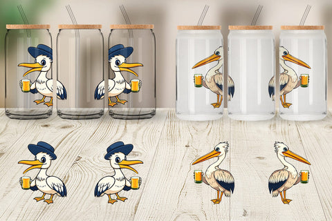 Glass Can Pelican Beer Day Sublimation artnoy 