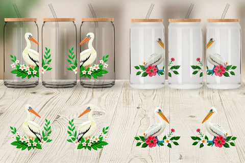 Glass Can Pelican Embroidery Sublimation artnoy 