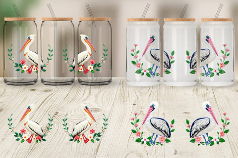 Glass Can Pelican Embroidery Sublimation artnoy 