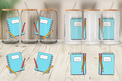 Glass Can Pencil and Notebook Sublimation artnoy 